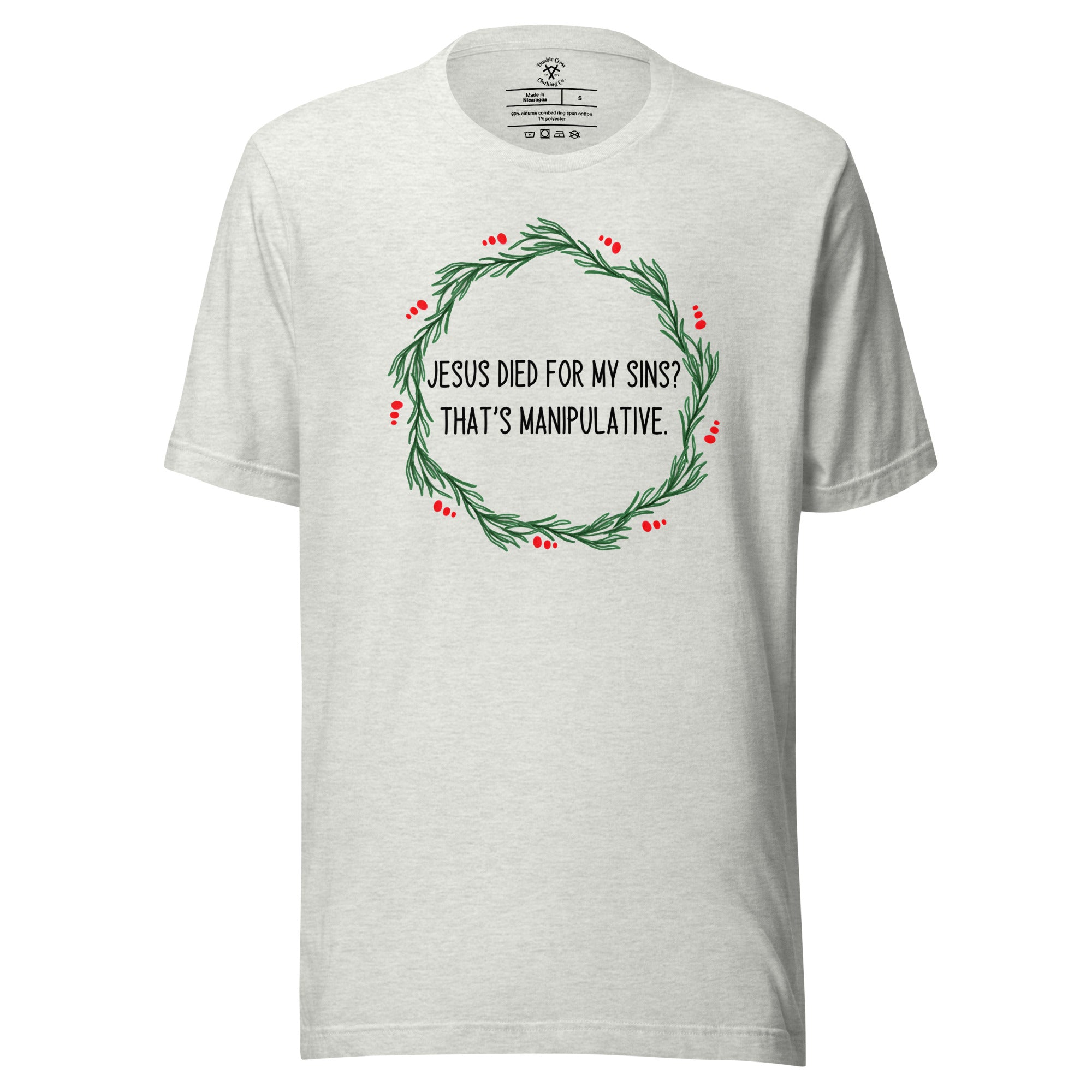 Jesus Is Manipulative T-Shirt - Ash Grey, 2XL