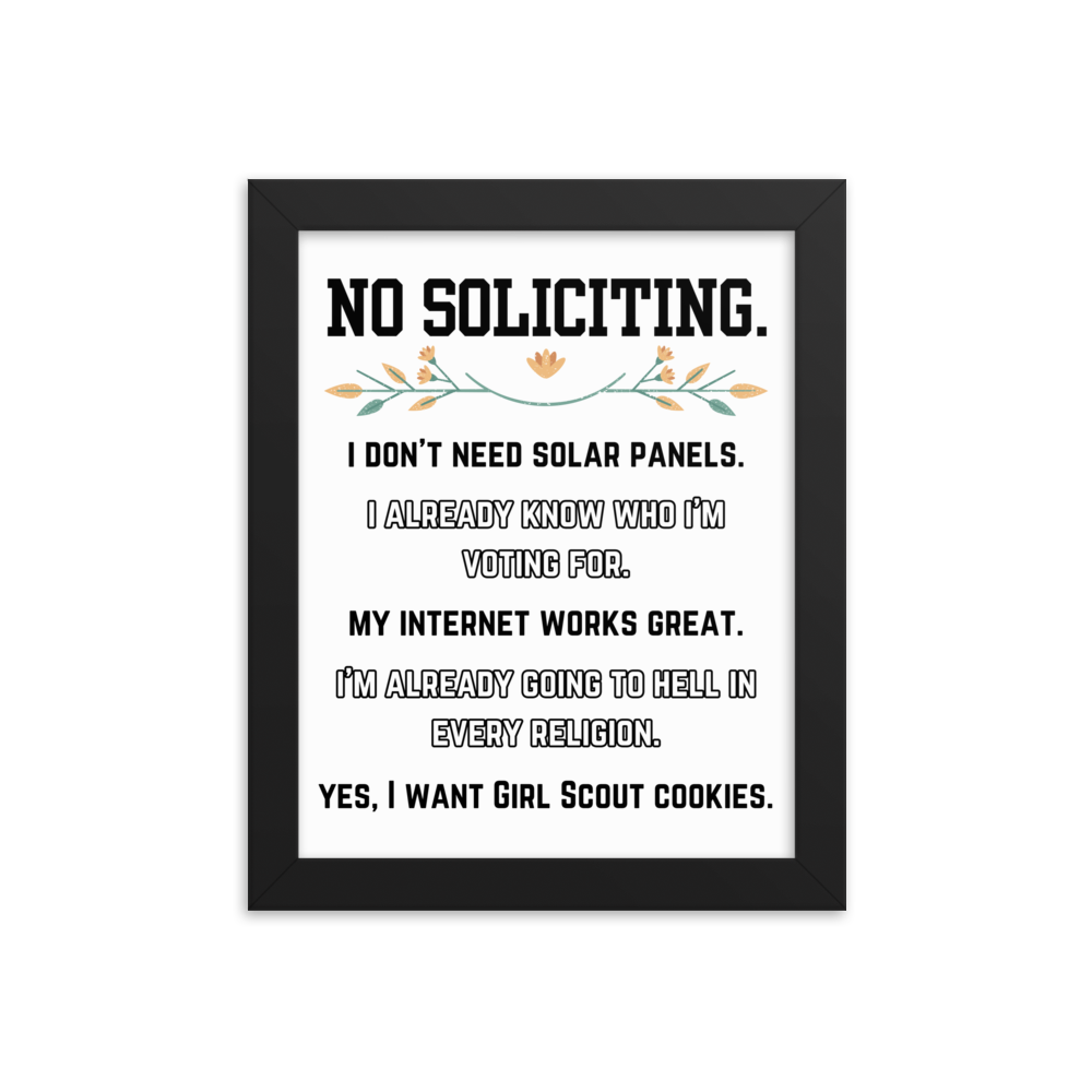 No Soliciting Girl Scout Framed Poster.