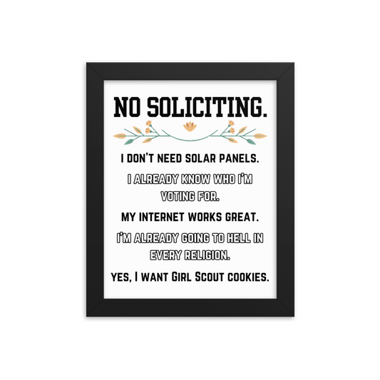 No Soliciting Girl Scout Framed Poster.