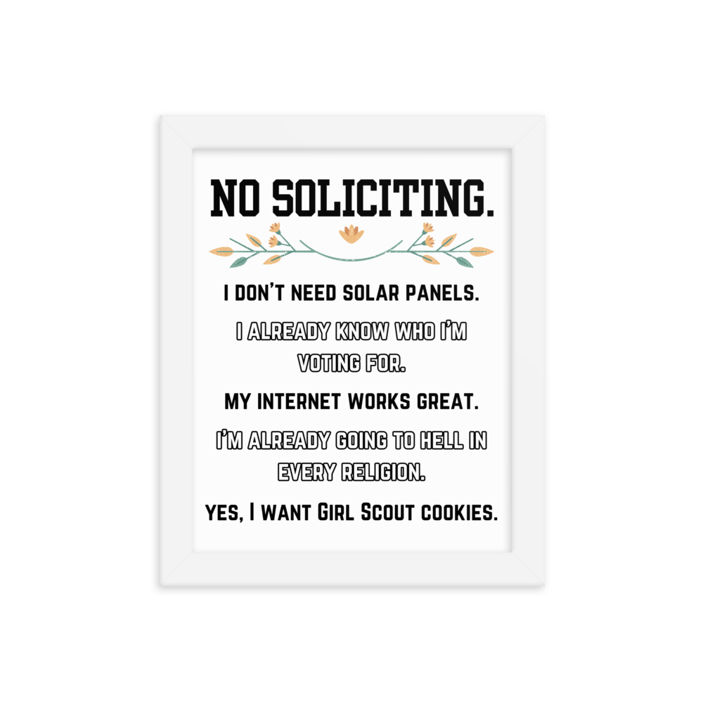 No Soliciting Girl Scout Framed Poster.