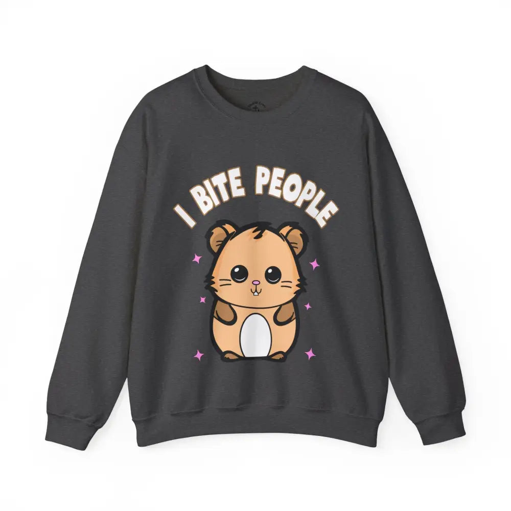 I Bite People Crewneck S / Dark Heather Sweatshirt