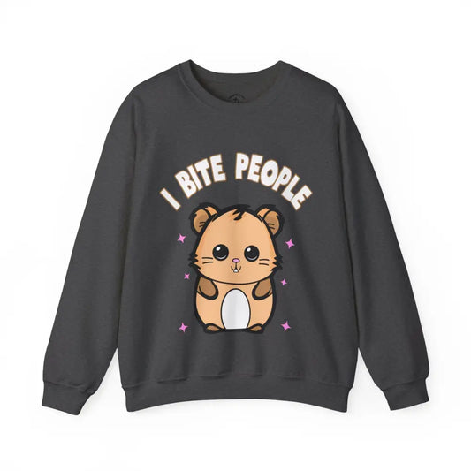 I Bite People Crewneck S / Dark Heather Sweatshirt