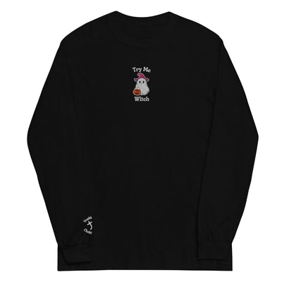 Try Me, Witch Embroidered Long-Sleeve T-Shirt