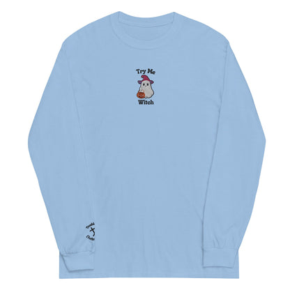 Try Me, Witch Embroidered Long-Sleeve T-Shirt