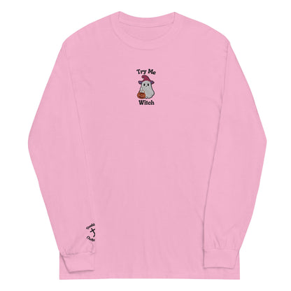 Try Me, Witch Embroidered Long-Sleeve T-Shirt