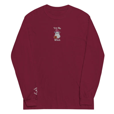 Try Me, Witch Embroidered Long-Sleeve T-Shirt