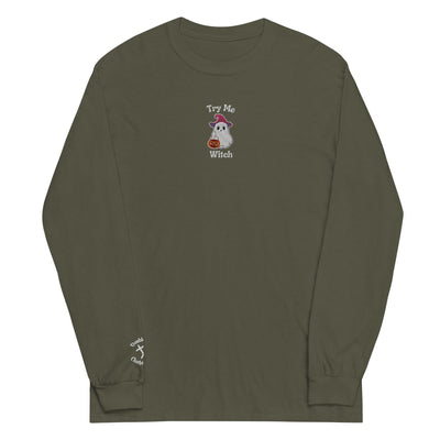 Try Me, Witch Embroidered Long-Sleeve T-Shirt