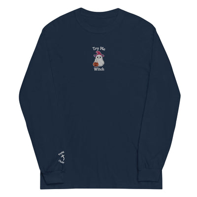 Try Me, Witch Embroidered Long-Sleeve T-Shirt