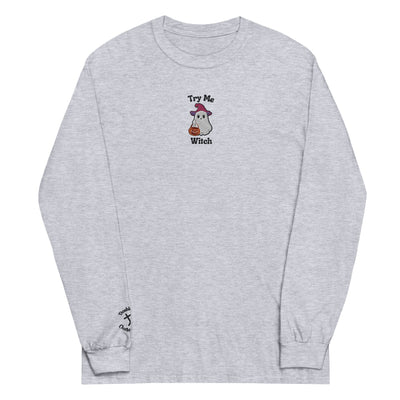 Try Me, Witch Embroidered Long-Sleeve T-Shirt