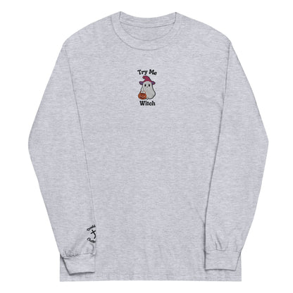 Try Me, Witch Embroidered Long-Sleeve T-Shirt