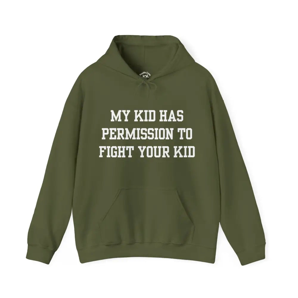 Permission To Fight Hoodie Military Green / S