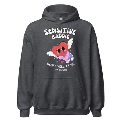 Sensitive Baddie Hoodie - Dark Heather