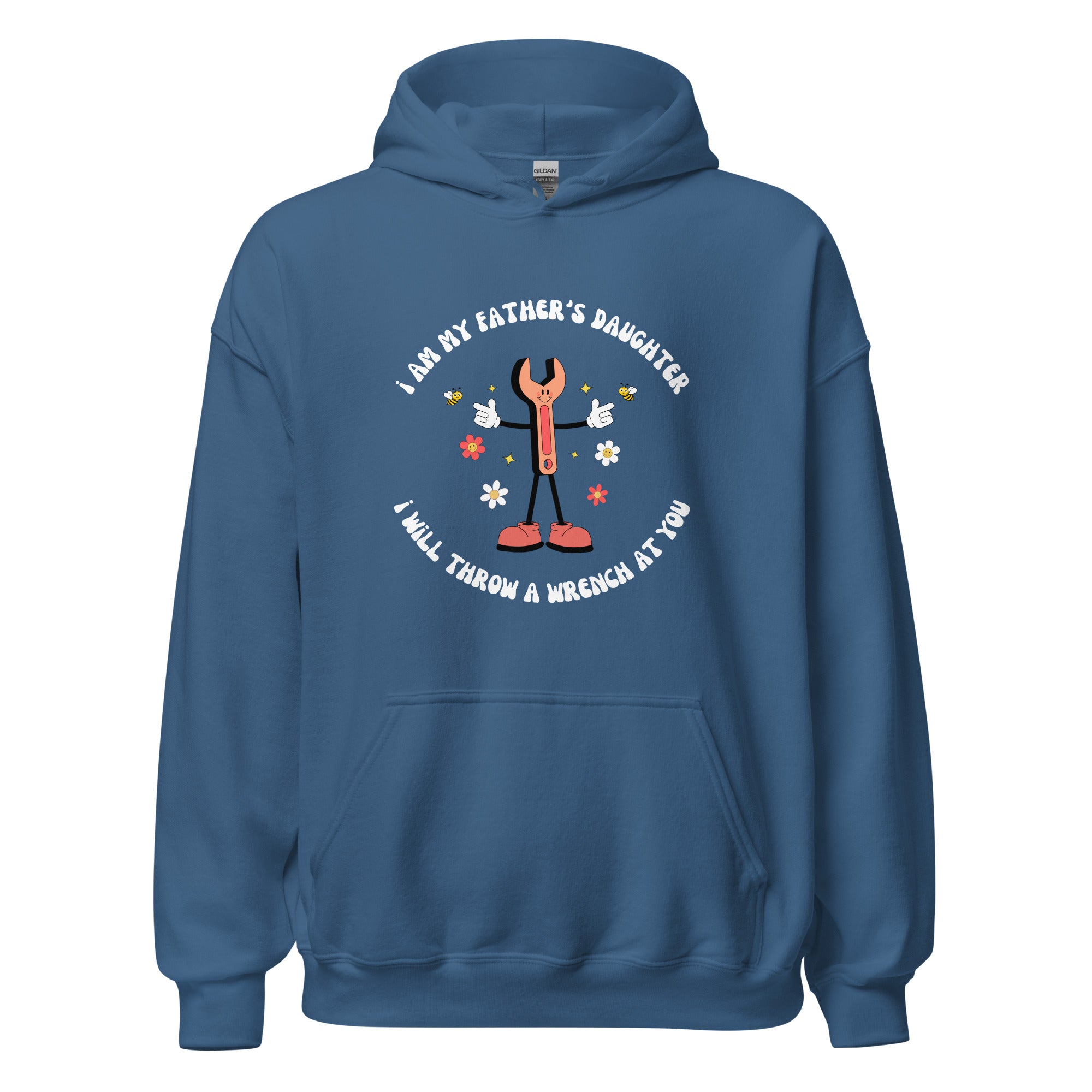 i will throw a wrench at you hoodie blue