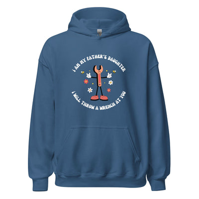 i will throw a wrench at you hoodie blue