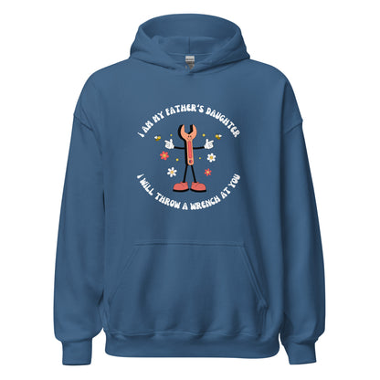 i will throw a wrench at you hoodie blue