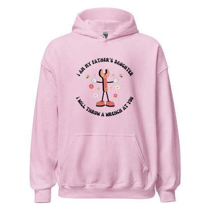 i will throw a wrench at you hoodie pink