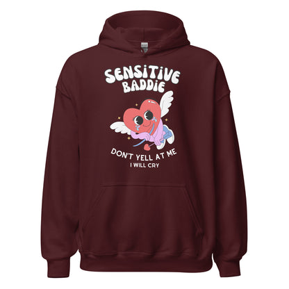 Sensitive Baddie Hoodie - Maroon