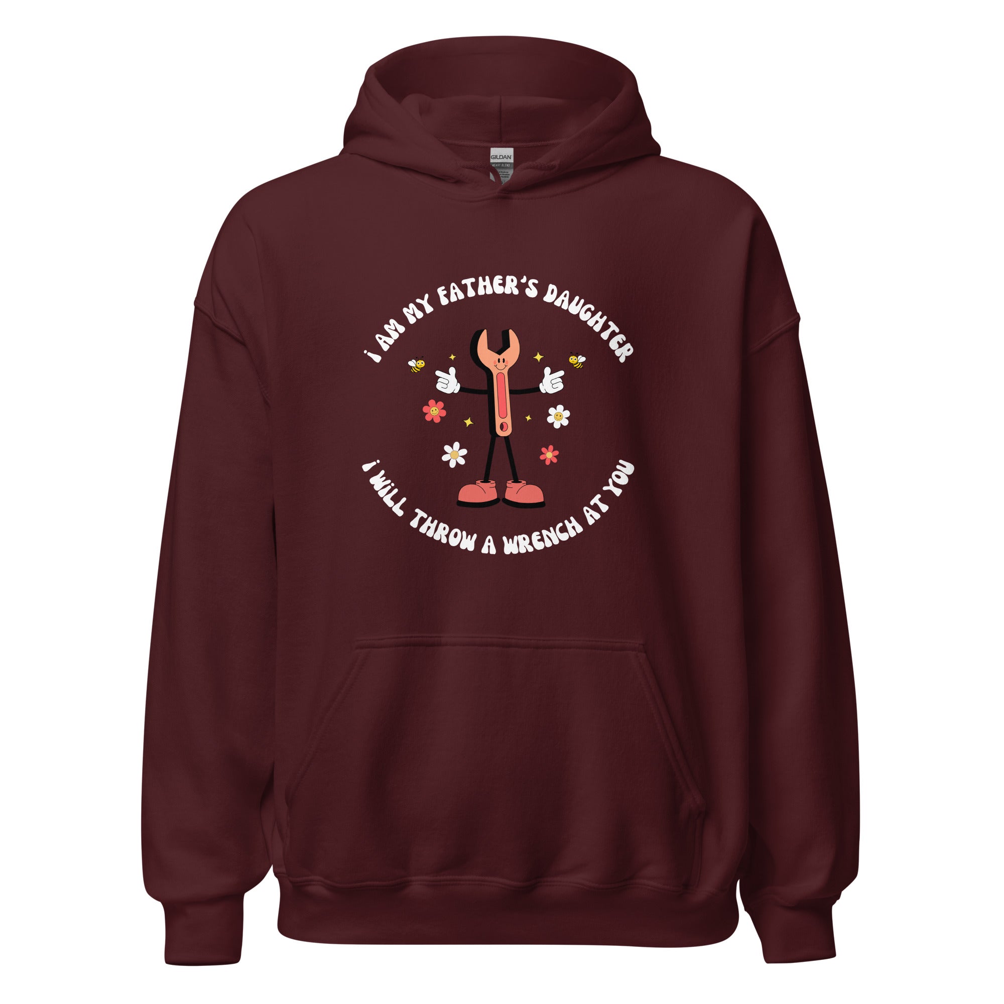 i will throw a wrench at you hoodie maroon