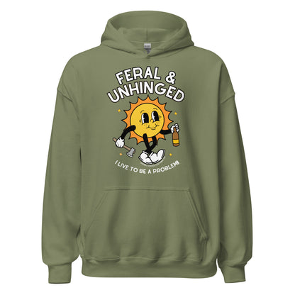 feral and unhinged hoodie olive