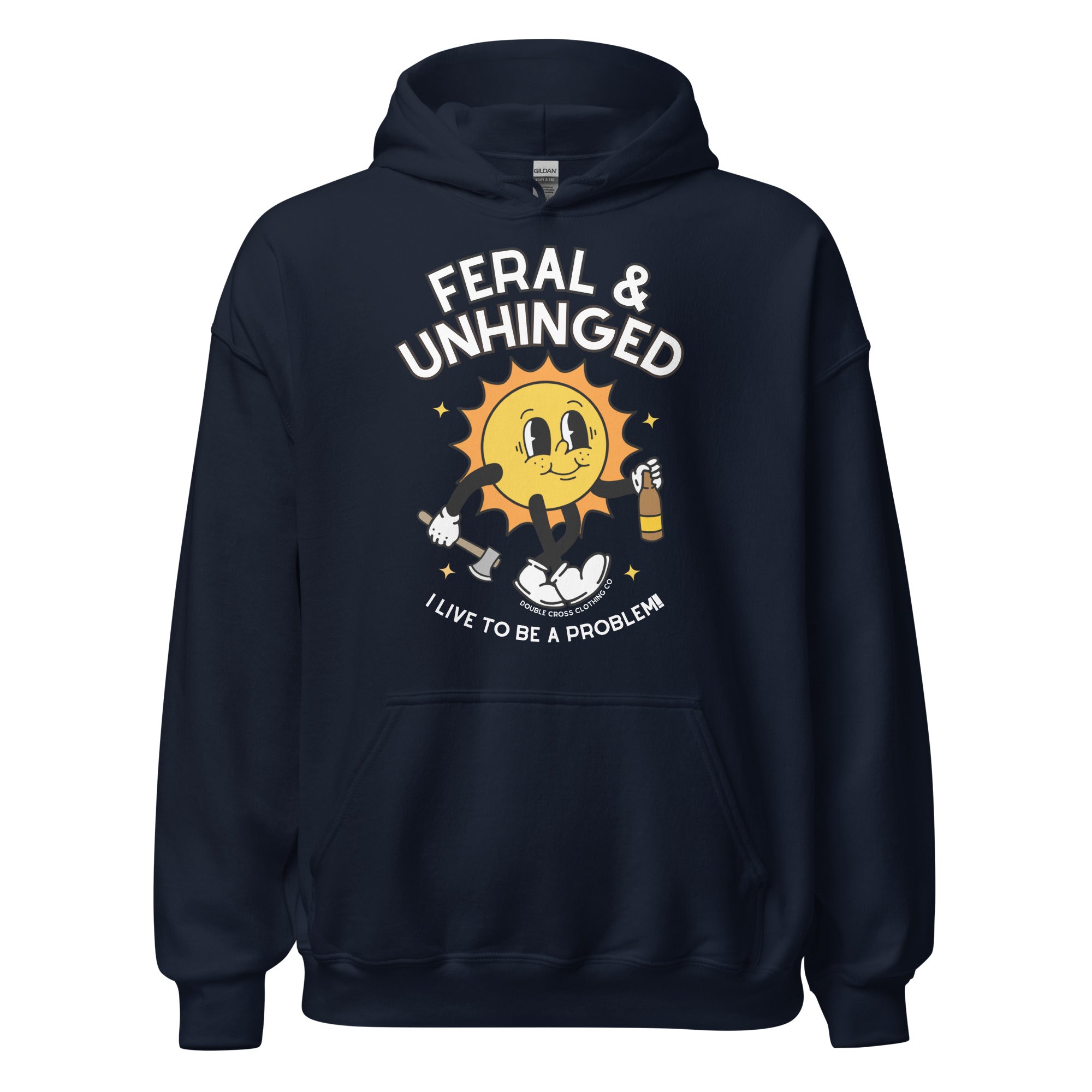 feral and unhinged hoodie blue