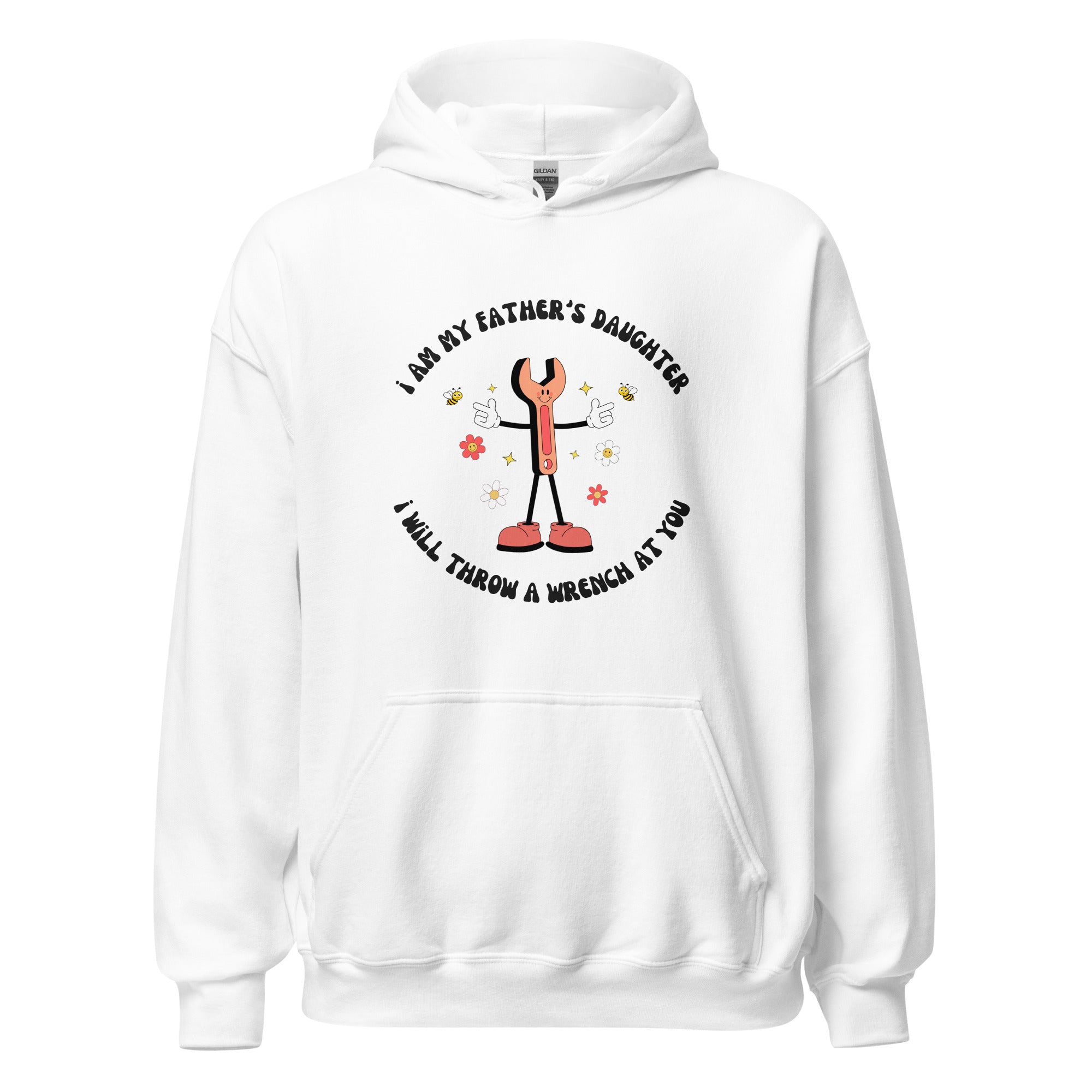 i will throw a wrench at you hoodie white