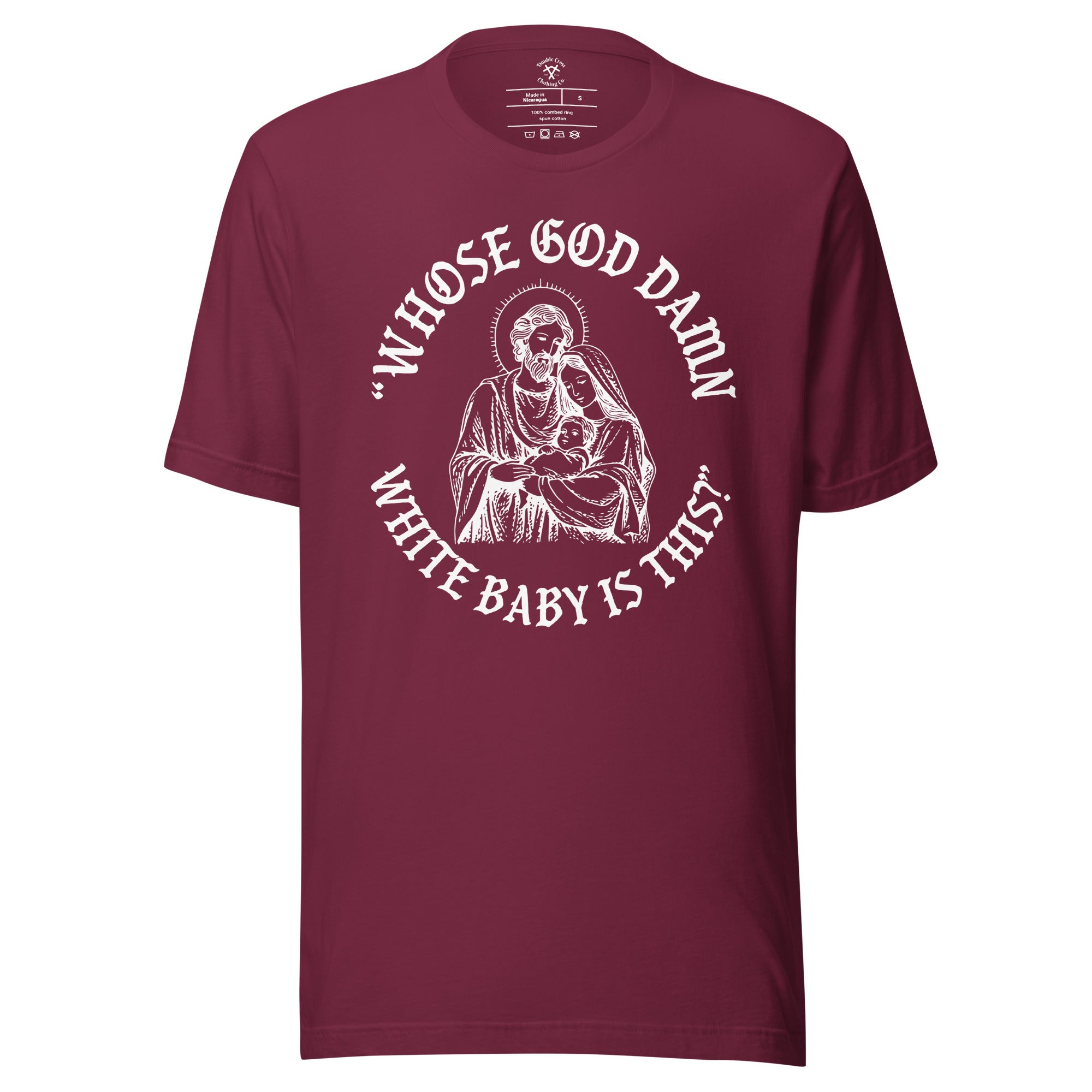 Whose God Damn White Baby T-Shirt - Maroon, S