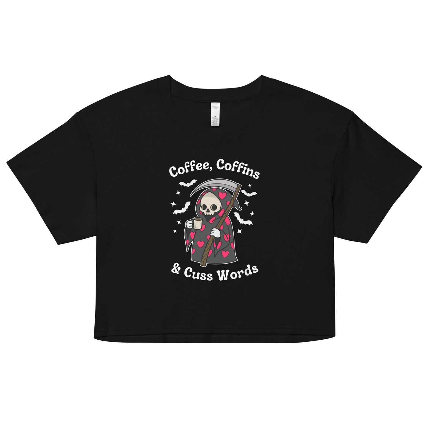 Coffee, Coffins, & Cuss Words Crop Top