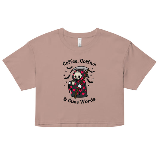 Coffee, Coffins, & Cuss Words Crop Top