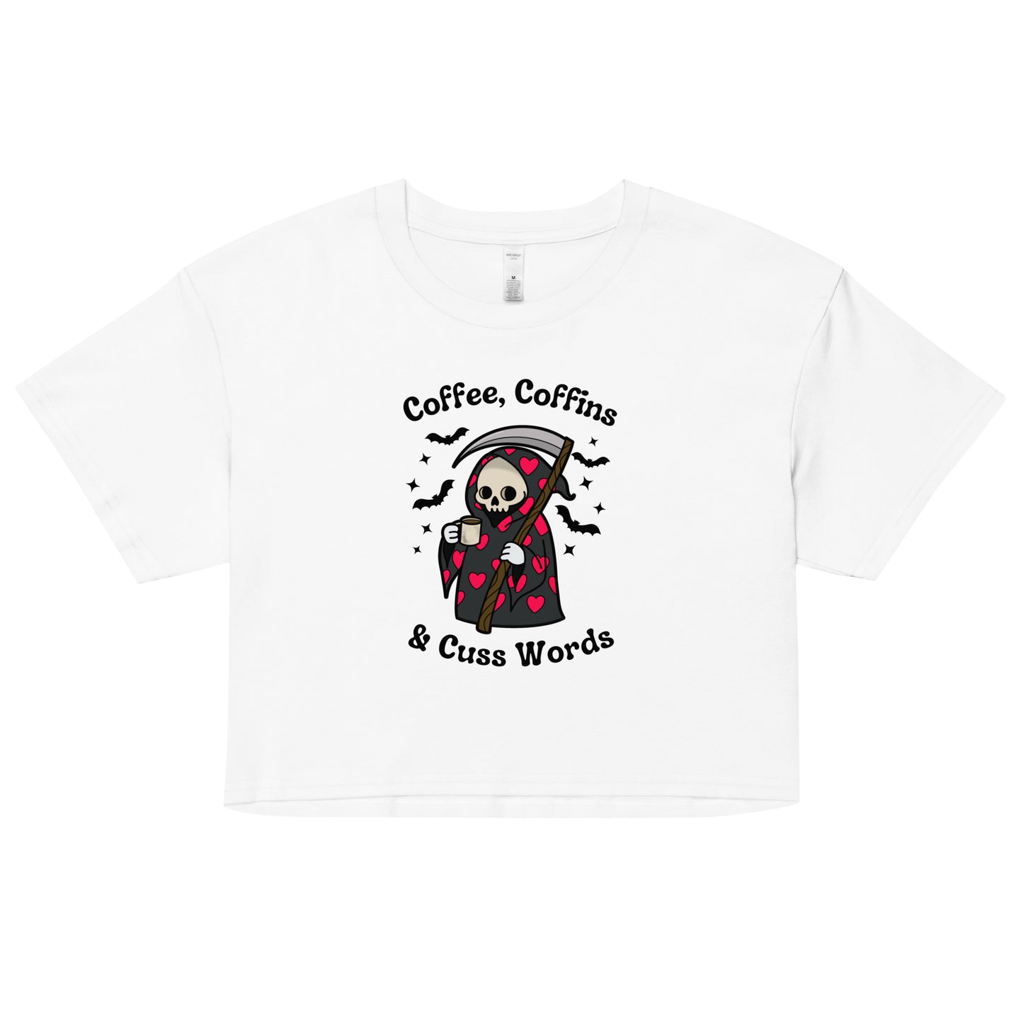 Coffee, Coffins, & Cuss Words Crop Top